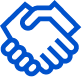 handshake icon blue text